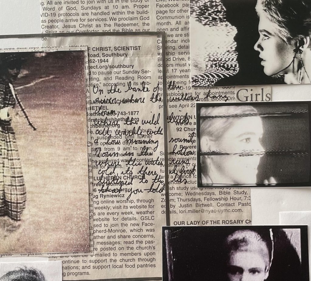 girl text newspaper photograph collage