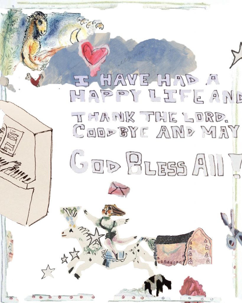 blue white pink piano collage moon heart pony cow house