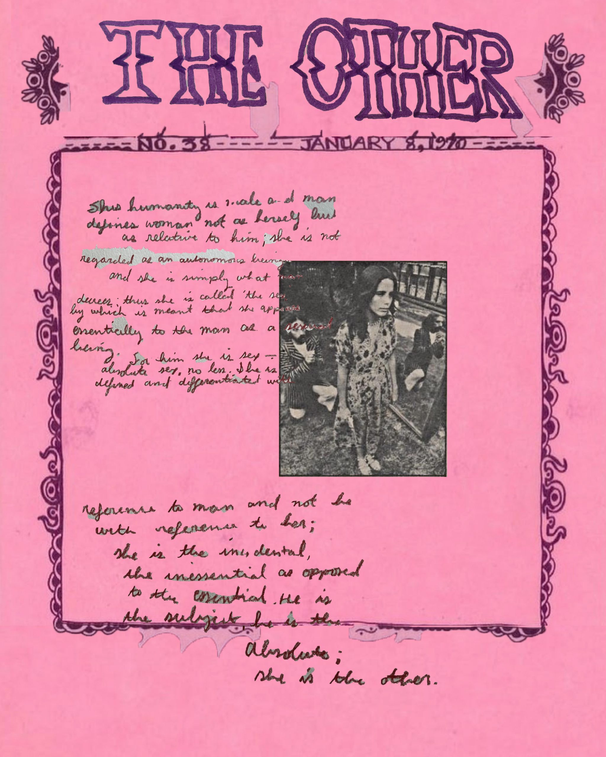 pink marker text doodle girl