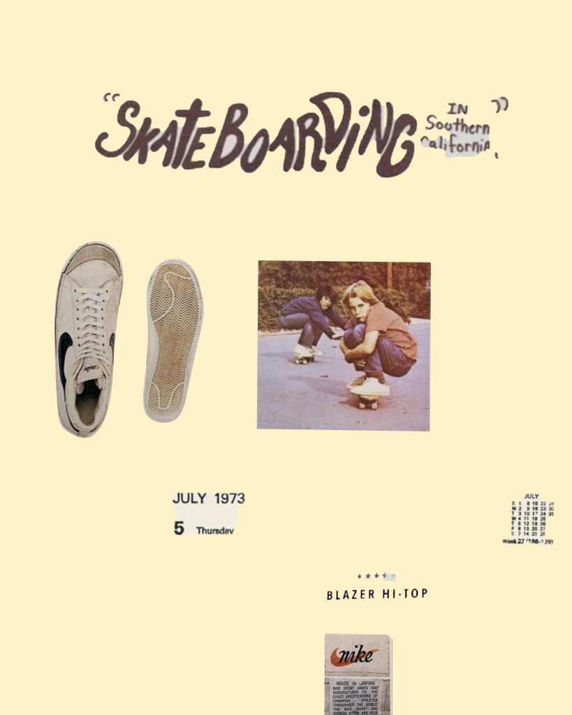 yellow collage sneakers text kids skateboard