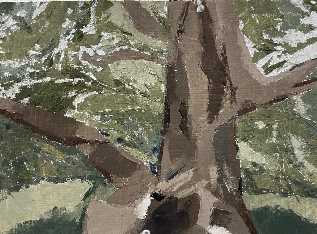 painting tree brown green