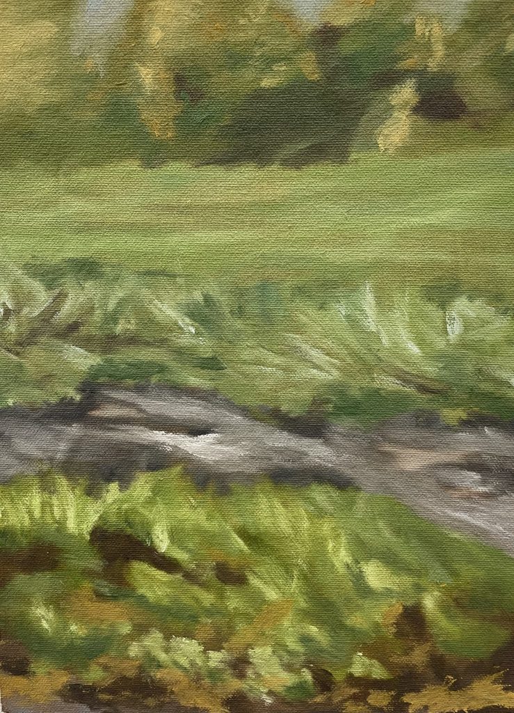 green painting river grass