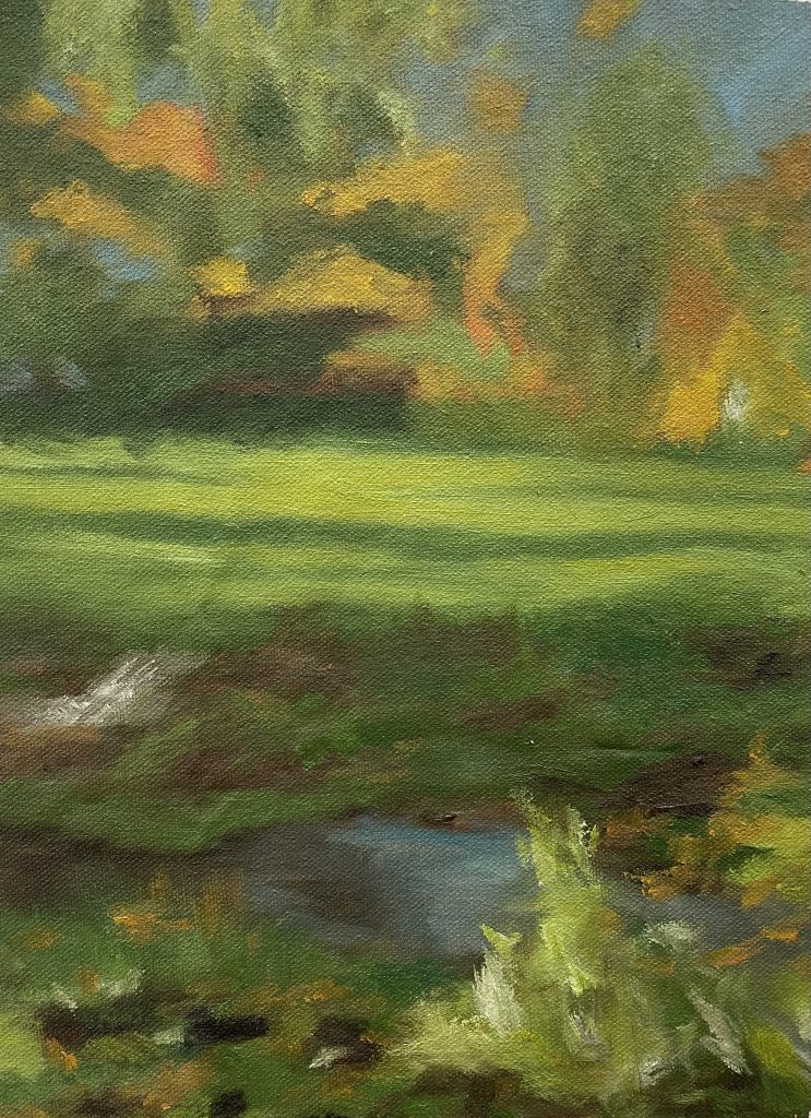 green painting river grass
