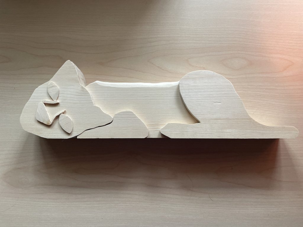 cat wood sculpture