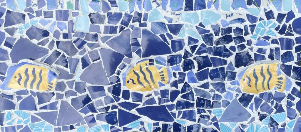 mosaic fish blue yellow