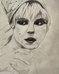 girl sketch paper graphite