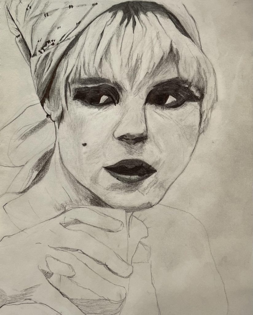 girl sketch paper graphite