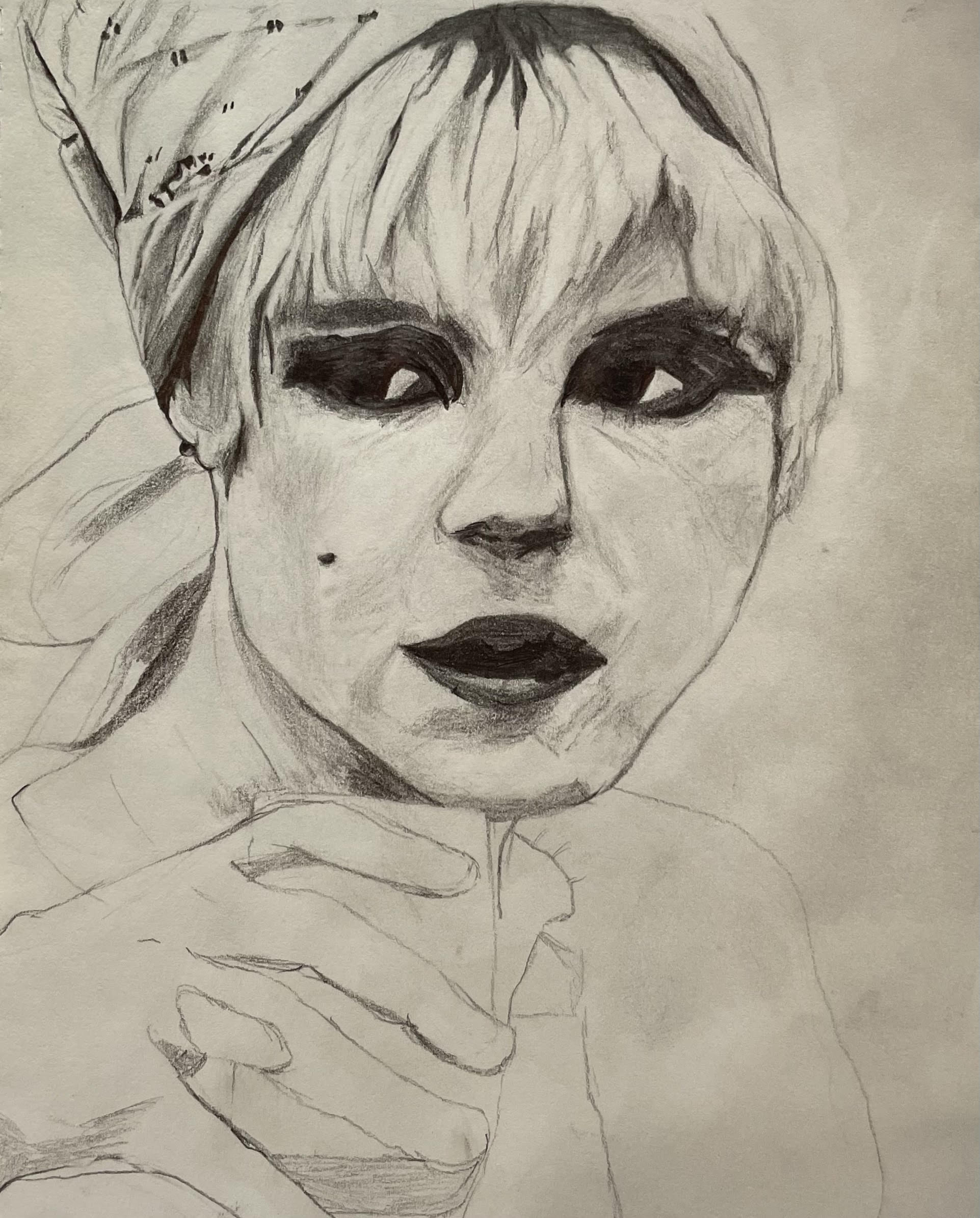 girl sketch paper graphite