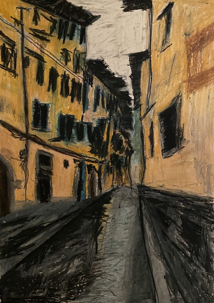 yellow painting buildings street