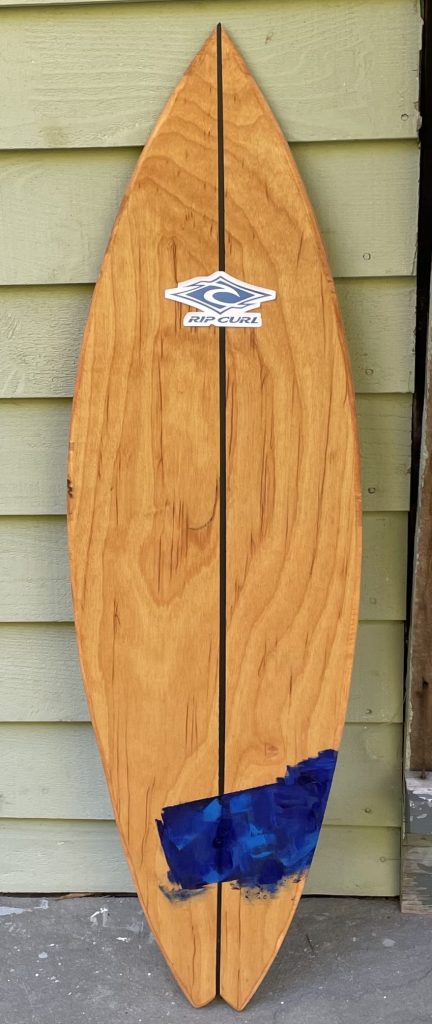 wooden surfboard