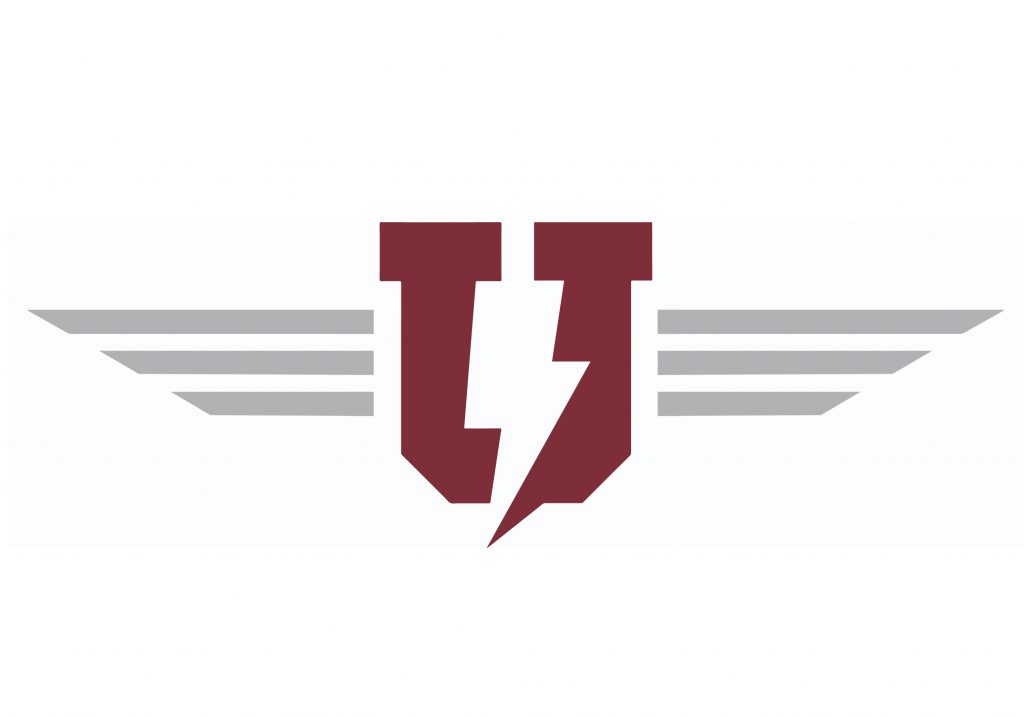 logo letter wings red grey