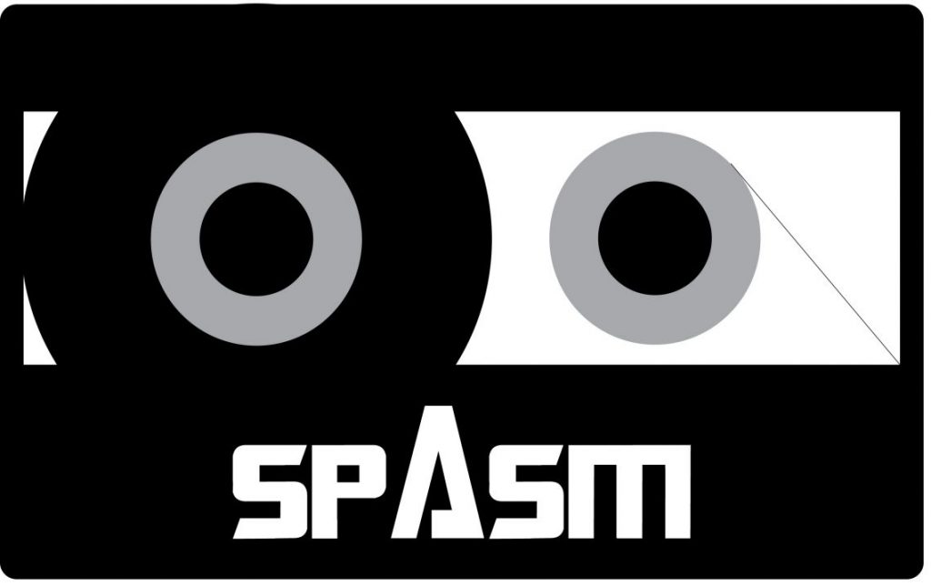 black grey white logo spasm tape