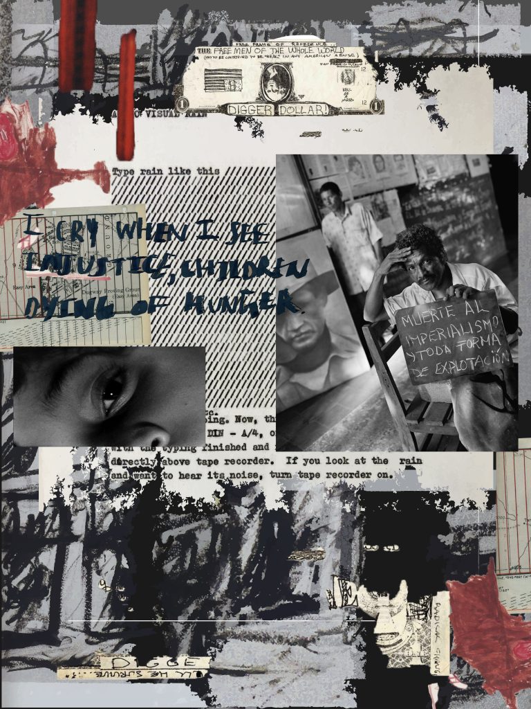 collage text red grey photos graphite