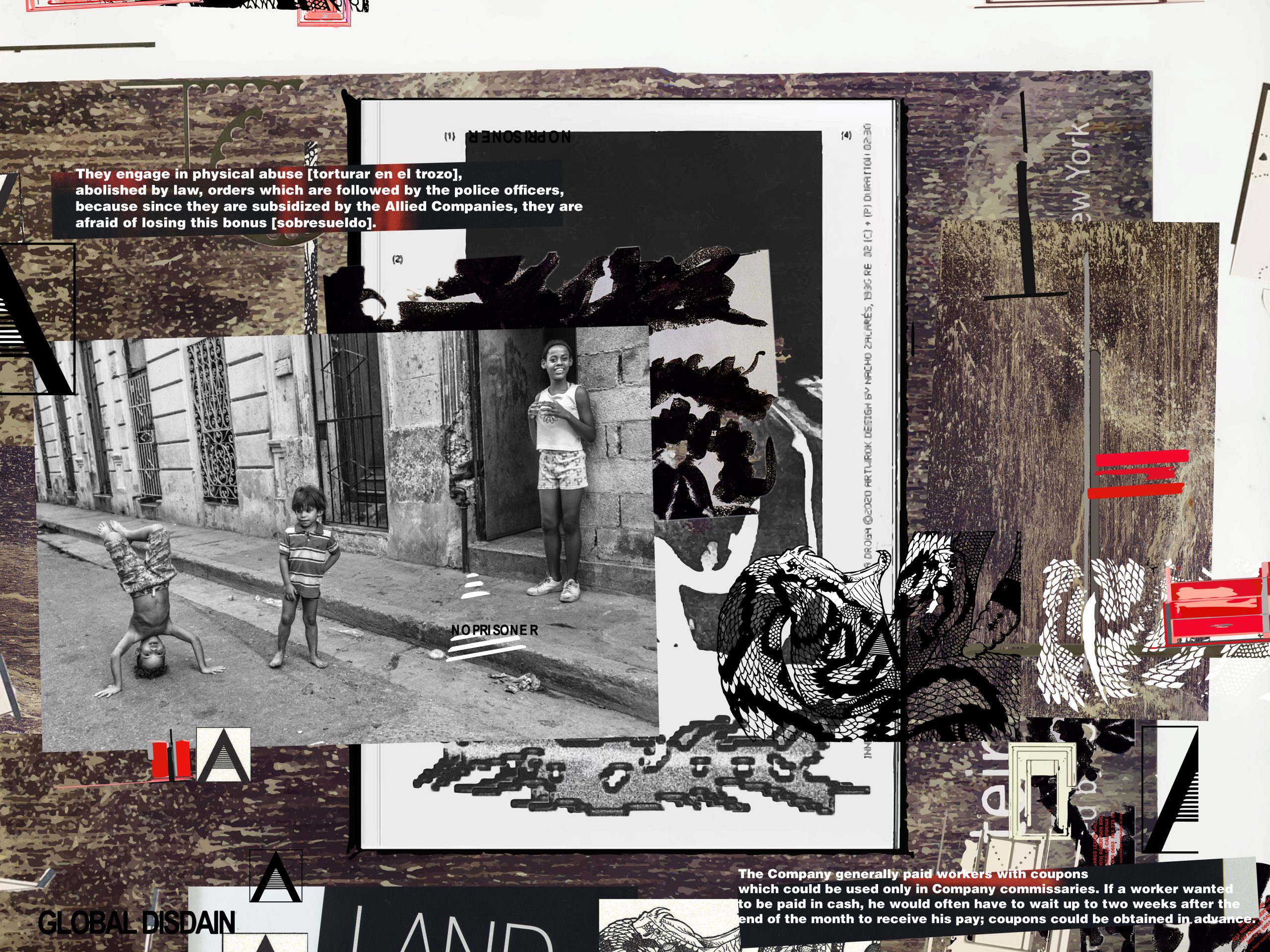 collage photo text red brown grey