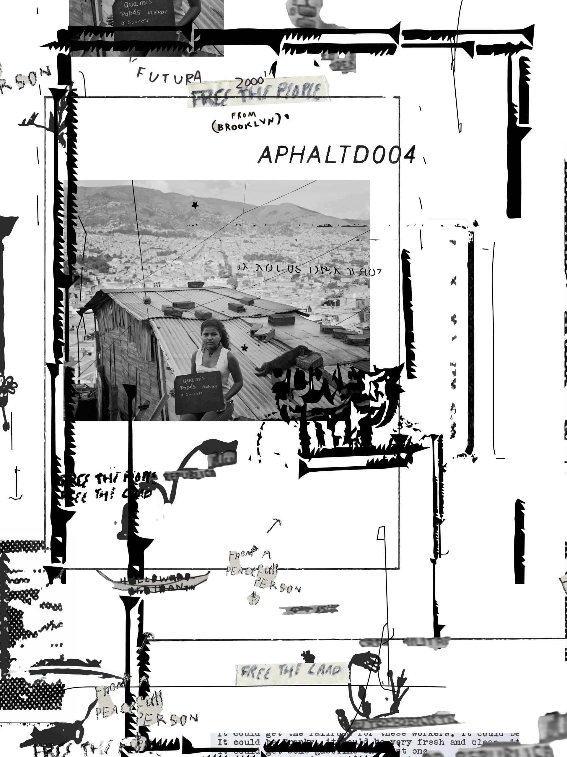 collage photo text black white