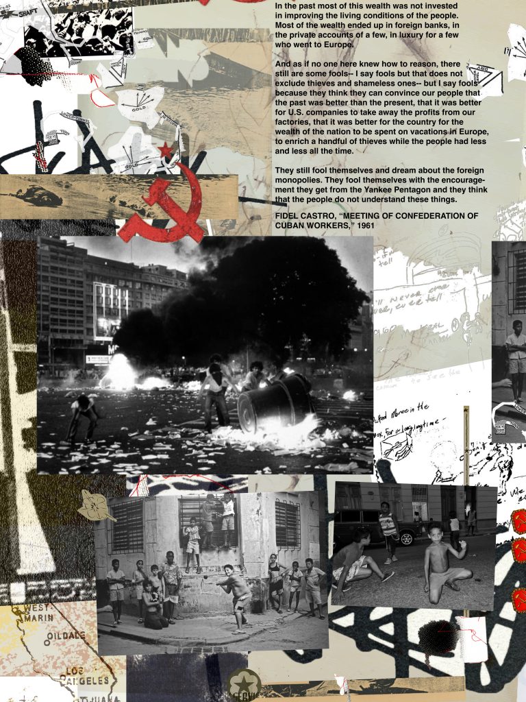 collage red black white photos