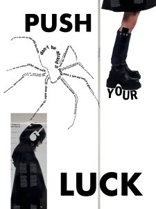 text spider girl boots headphones