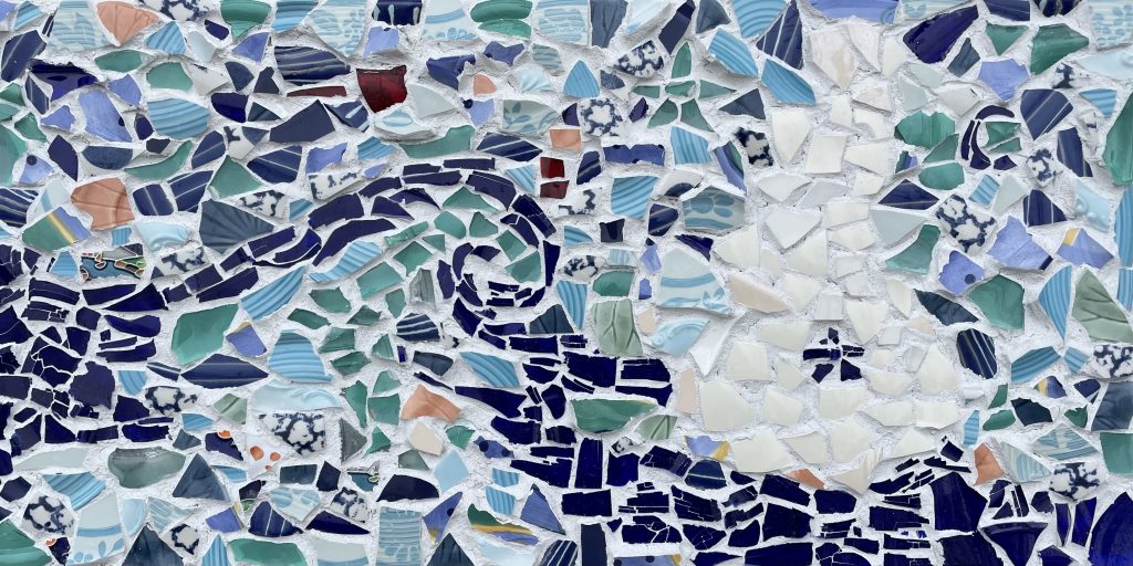 mosaic wave blue green white