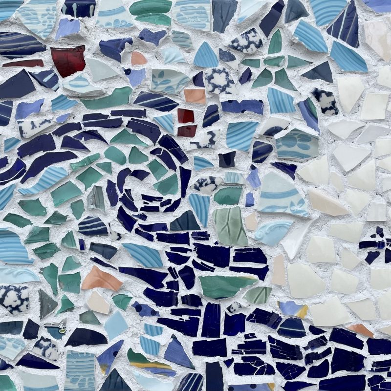 mosaic wave blue green white