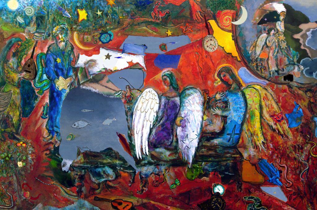 painting collage wings fish