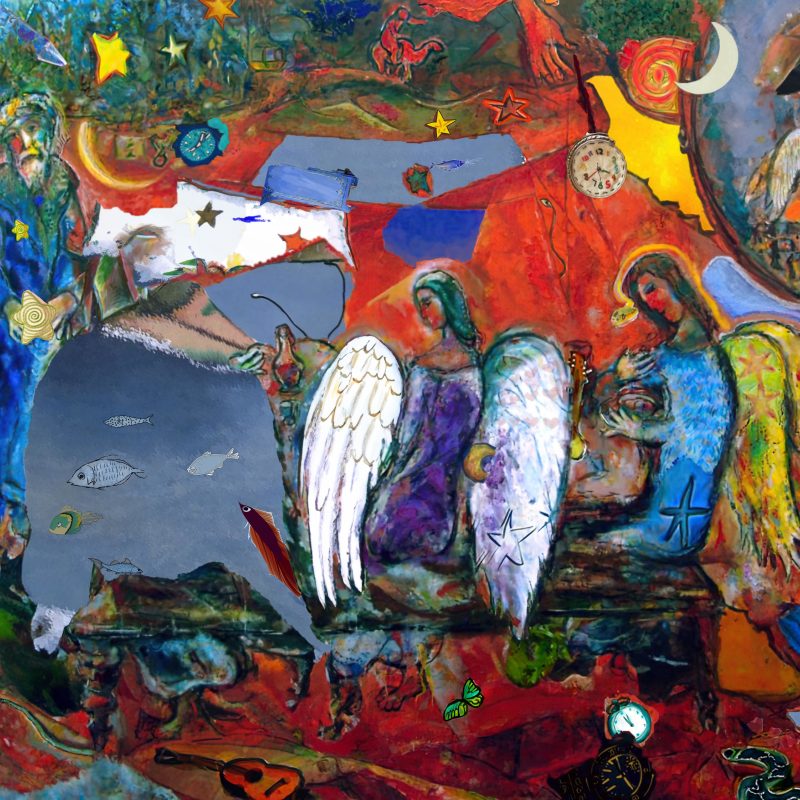 painting collage wings fish